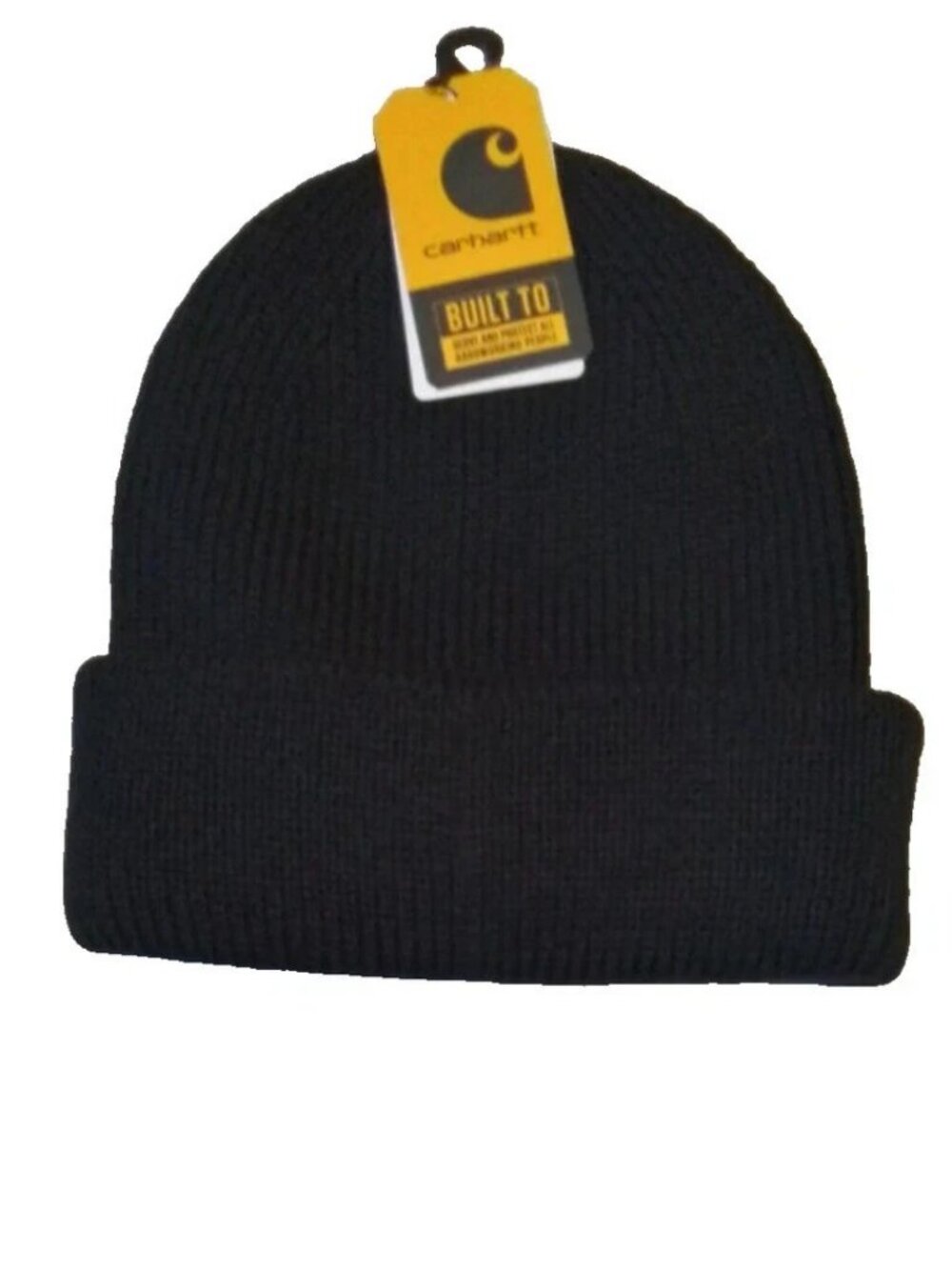 Carhartt Beanie Adult One Size Black Logo & Patch Knit Hat Mens OSFA